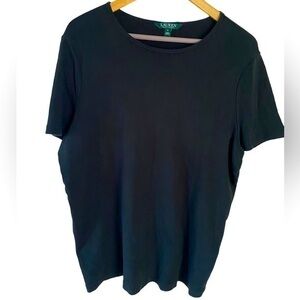 Ralph Lauren women’s basic utility short sleeve black academic top cotton 1X
